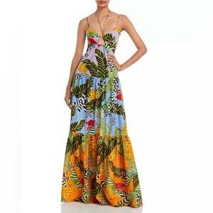 FARM Rio Multicolor Leaf Print Maxi Dress